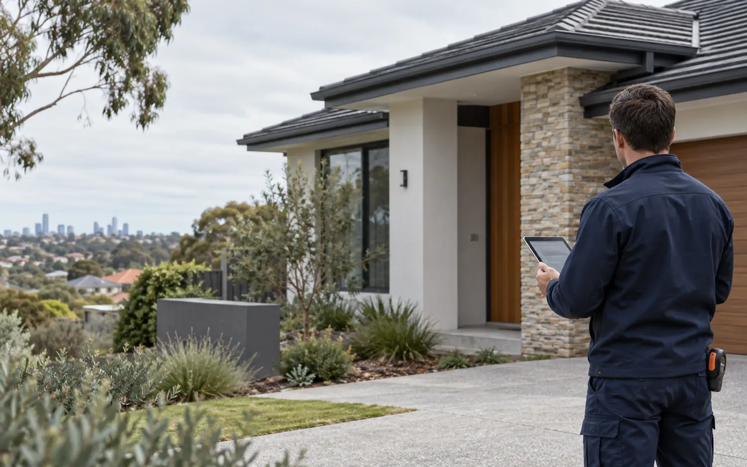 Building inspector reviewing a Melbourne home